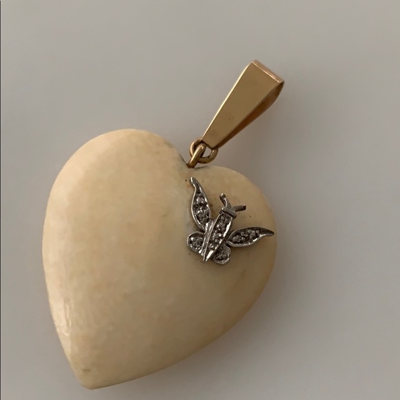 Vintage Ivory heart with the diamond butterfly